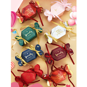 Custom Logo Creative Gold Foil Pentagonal <strong>Heart</strong> Unique <strong>Shape</strong> Wedding Paper Candy <strong>Box</strong> - Product Image 2