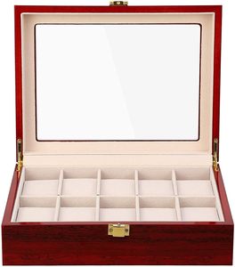 Bằng Gỗ Thiết Kế Sang Trọng Hộp Đồng Hồ 10 Khe Cắm Kim Loại Nút Hạt Gỗ Hộp Đồng Hồ Người Đàn Ông - Product Image 2