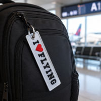 Porte-clés en tissu personnalisé lavable, fil 500D inaltérable, étiquette d'identité I LOVE FLYING avec anneau en acier inoxydable industriel AWELLS