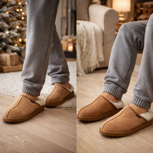 Chaussons d'intérieur en daim et fourrure pour <span class=keywords><strong>homme</strong></span>, avec semelle en mousse à mémoire <span class=keywords><strong>de</strong></span> forme et semelle extérieure en EVA, pour l'hiver - Product Image 5