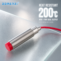 Domenzi 200 ℃   Capteur de proximité inductif M30 haute température sans contact, résistant à la chaleur, 15 mm, sortie NPN NO, IP67, type barillet