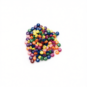 Perline con lettere Ilan 4x7mm multicolor per artigianato 17g - Product Image 1