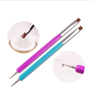 Pinceau à double tête pour nail art, manche métallique, stylo à points pour photothérapie, pinceau aiguille pour la peinture au gel et le design - Product Image 1