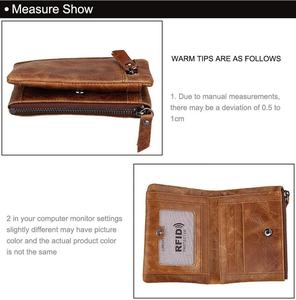 Portefeuille court pour homme en cuir de vache véritable avec blocage RFID, portefeuille décontracté pour affaires avec fermeture éclair, en cuir véritable - Product Image 5