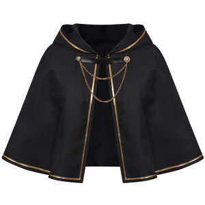 Mantello Corto con Cappuccio in Stile Medievale Rinascimentale con Decorazioni in Catena Dorata, <span class=keywords><strong>Costume</strong></span> da Strega o Mago per Adulti, Mantello per Cosplay di Halloween - Product Image 3