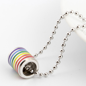 Collar con colgante cilíndrico de aleación de zinc arcoíris de 9 mm, cadena corporal de moda para uso diario para mujer - Product Image 3