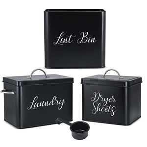 3-in-1 Set for Laundry Room Organization: Laundry Pods Container  Magnetic Lint Bin Trash Can  and Dryer Sheet Holder