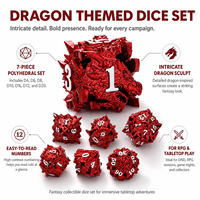 Dés à Jouer DND Polyédriques à Pointes, Faits à la Main, Écologiques, Couleur Personnalisée, Peints à la Main, Tête de Dragon Rouge Métallique, 1 Pièce