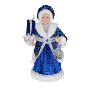 Figura Navideña Azul <span class=keywords><strong>Snegurochka</strong></span>, Santa Claus con Vela y Linterna, Decoración Navideña para Mesa/Chimenea - Product Image 1