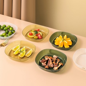 Disposable Square Snack Plates PP Plastic Transparent White Yellow Green Party Use - Product Image 2