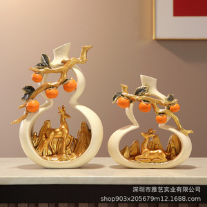 New Chinese gourd persimmon <b>vase</b> ornament home living room TV cabinet entrance decoration warm house gift - Product Image 3