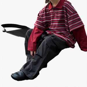 Camiseta Casual sin Mangas con Cuello Polo a Rayas y Bloques de Color Estilo Japonés para Niñas, Novedad de Otoño, Top Holgado de Manga Corta a la Moda - Product Image 2