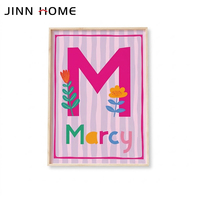 Impression murale personnalisée pour enfants avec nom, cadre en bois MDF, affiche avec initiale personnalisée, décoration murale pour chambre de bébé