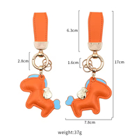 Porte-clés lumineux en cuir PU souple, faits à la main, colorés, mignons, en forme d'animaux de dessin animé, personnalisables, promotionnels, pour sacs à main féminins, vente en gros