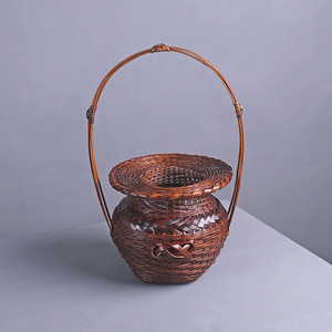 Handmade Bamboo Woven Flower Vase Portable Chinese Style Home Decoration Zen Inspired Craft Basket ZHY-HQ02 - Product Image 2