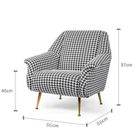 Fauteuil d'appoint moderne en tissu avec pieds en métal doré, chaise individuelle pour salon, chambre, hôtel, ou espace détente