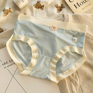 Braguitas de Algodón de Seda Helada Ultrafinas Antibacterianas de Alta Calidad para Uso Diario, Tejidas y Bordadas, de Tiro Medio, Lisas para Chicas - Product Image 4