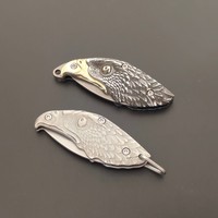 Couteau de poche de camping personnalisable OEM de petite taille avec lame pliante en acier inoxydable 3CR13, manche en acier, porte-clés EDC DIY