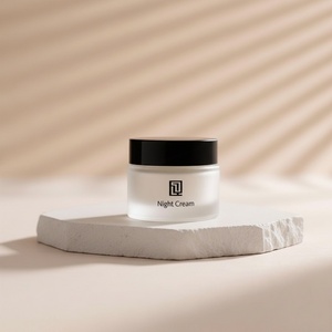 Refillable Matte Black <b>Glass</b> Cosmetic & Perfume <b>Jars</b> 5g-100g with Custom Logo and Black <b>Lid</b> - Product Image 4