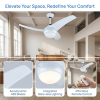 Ventilateur de plafond intelligent et moderne de 52 pouces avec télécommande, économe en énergie, grand ventilateur de plafond pour la maison et l'hôtel