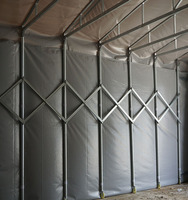 Tente à auvent télescopique à pousser et tirer, structure en acier galvanisé, PVC imperméable pour entrepôt, ferme, abri de stockage