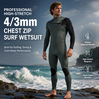 Combinaison de surf en néoprène SCR 3 mm avec fermeture éclair sur la poitrine et genouillères renforcées, fabriquée en usine OEM