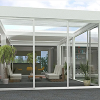 Gazebo à toit rigide en aluminium pour solarium quatre saisons avec pavillon de solarium à double toit en acier galvanisé pour terrasse, jardin et jardin.