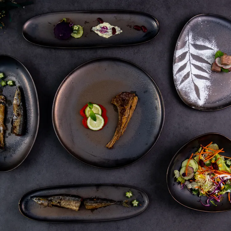 Nordic Style Restaurant Dessert Plates Dish, Factory Wholesale color glazed Ceramic Dinner Plates for restaurant