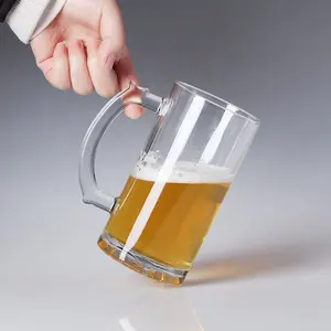 Clear 16oz 500ml Cylinder Transparent With Handle Customized Beer Glass Cups