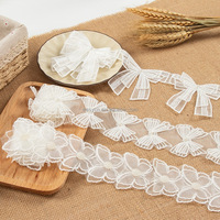 Dentelle en organza de polyester blanc français, tissu à broder, maille, broderie, perles de papillon pour la couture, dentelle guipure décorative, textile