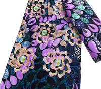 Offre Spéciale Tissu en Dentelle Pailletée Imprimée Cire en Gros, 6 Yards de Tissu Africain Cire Pailletée pour Robes de Femme et Couture