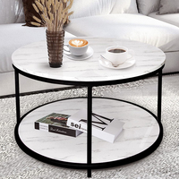 Table basse de salon de luxe moderne en métal doré avec plateau en marbre et panneau en bois pour salon