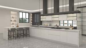 Juego de Muebles de Cocina Modernos con Encimeras de Granito Artificial con LED, Correderas para Cajones, Bisagras y Construcción de Tablero de Partículas - Product Image 5