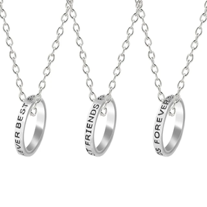 Colliers pendentifs Jietao personnalisés en acier inoxydable plaqué or 18 carats, 3 pièces, <span class=keywords><strong>pour</strong></span> meilleures amies, gravables, bijoux circulaires vierges - Product Image 2