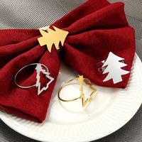 Porte-serviettes de Noël en or poli miroir de haute qualité, artisanat métallique durable pour une utilisation sur table formelle