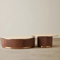 Combinaison de tables basses minimalistes de luxe en bois massif Table d'appoint console de luxe en marbre naturel léger pour le salon