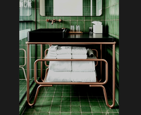Console de salle de bain pour hôtel de charme, table de chevet vintage pour chambre d'hôtes, table en bronze antique, meuble de maquillage de luxe avec pieds