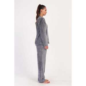 Ensemble de pyjama pour femmes en spandex, à épaules dénudées, manches longues, taille élastique, fermeture à logo personnalisé, motif dinosaure, respirant, taille XS pour l'hiver - Product Image 2