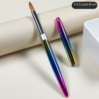 Stylo de manucure en métal dégradé, pinceau à ongles en poils de vison, stylo à cristaux, stylo sculpté, outils de nail art.