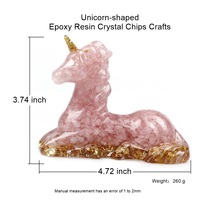 Nouvelles puces de cristal de résine époxy en forme de licorne de grande taille artisanat pierre d'énergie de guérison en cristal naturel pour la décoration
