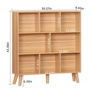 Estantería de Madera para Libros de <span class=keywords><strong>8</strong></span> Cubos al por Mayor, Estantería de Bambú Natural de 3 Niveles con <span class=keywords><strong>Patas</strong></span>, Estantería de Exhibición de Madera, Estanterías Independientes para Libros - Product Image 2