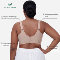 Soutien-gorge sans armatures côtelé SHANGBINI avec dos croisé en maille, bralette grande taille, lissant, athleisure, usine OEM ODM