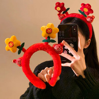 Serre-tête et pince à cheveux pour filles, style chinois, fait main, motif 'Fleur de l'argent' du Nouvel An et Danse du Lion, pour le lavage du visage, coiffe porte-bonheur