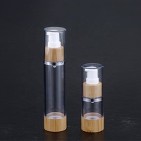 Bouteille pompe d'air en plastique pressé,, en bambou, sans air, avec pompe à