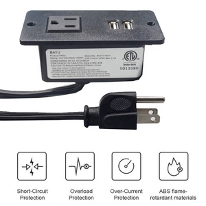 Muebles de Escritorio para Hotel con Toma de Corriente Empotrada, 1 Enchufe de CA y 2 Puertos USB, Toma de Corriente de Nailon para Mesa de Conferencias de Cocina - Product Image 5