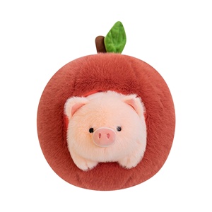 <span class=keywords><strong>Peluche</strong></span> cochon pomme détachable, douce et réversible, en forme de fruit, cadeau câlin, 100% polyester, couette - Product Image 1