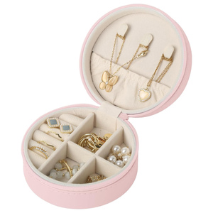 Wholesale Small Travel Jewelry Box with Pu Leather Handle for Girls Rings <b>Earrings</b> Necklaces Organizer Jewellery Storage <b>Case</b> - Product Image 1