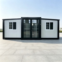 Maison conteneur extensible à double aile Shinestone, maison préfabriquée modulaire personnalisable pour l'hébergement en station balnéaire ou en camping