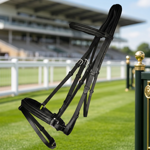 Brida Inglesa de Cuero para Caballo con Riendas, Corona Acolchada, Cabezalera Ajustable, Equipo de Brida Inglesa para Caza, Salto y Doma Clásica - Product Image 6