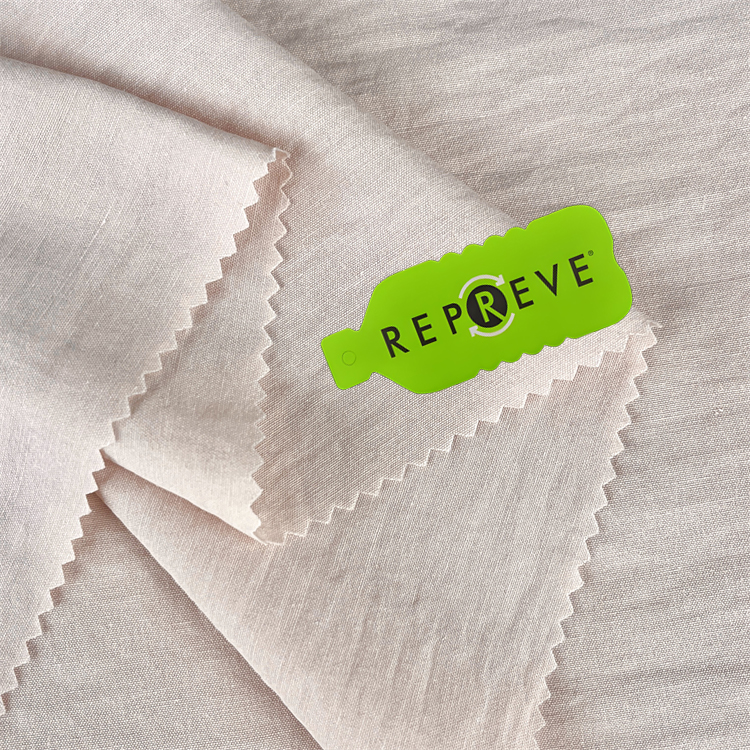 Recycle Yarn Woven Crepe Organic Skin Friendly Polyester Cotton Recycling Fabric for Shirt Pant Dress Cloth
